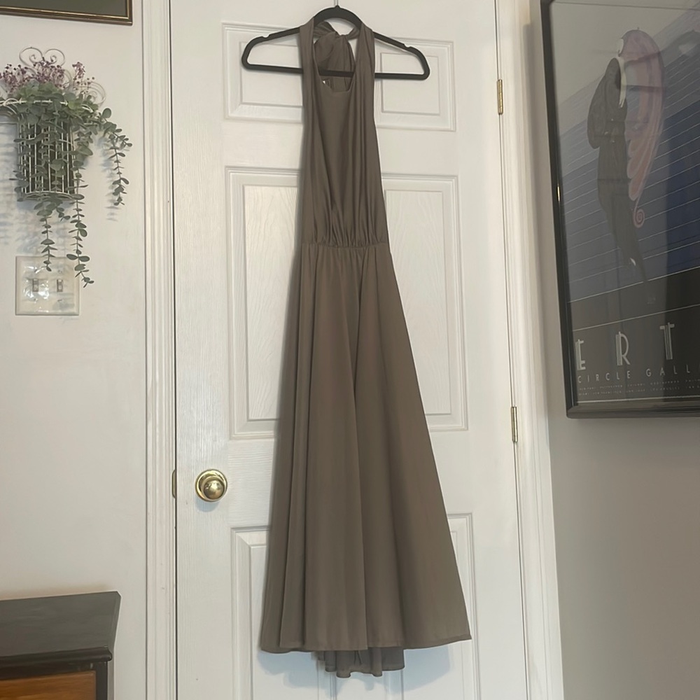 Vintage Brown Backless Halter Dress made in Canada